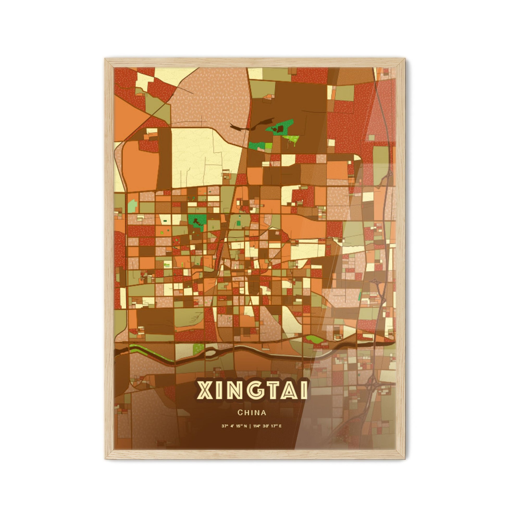 Colorful XINGTAI CHINA Fine Art Map Farmhouse