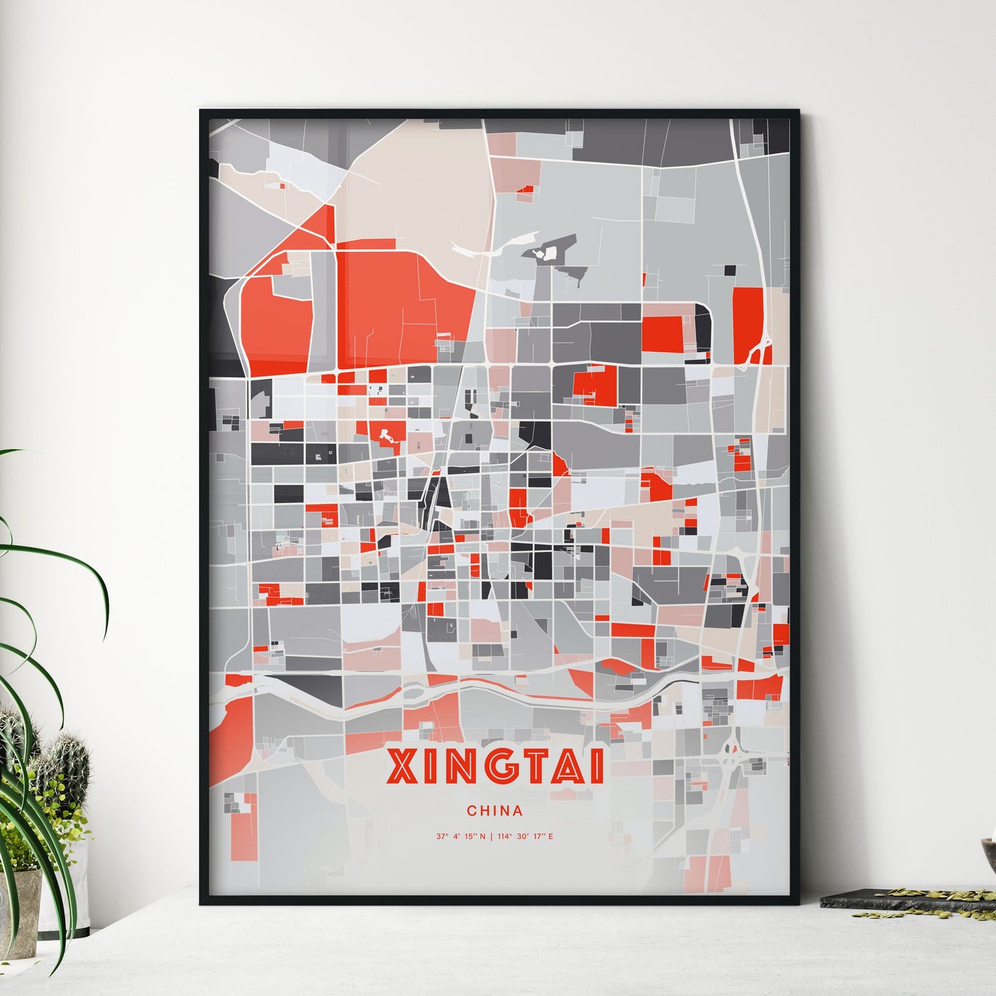 Colorful XINGTAI CHINA Fine Art Map Modern