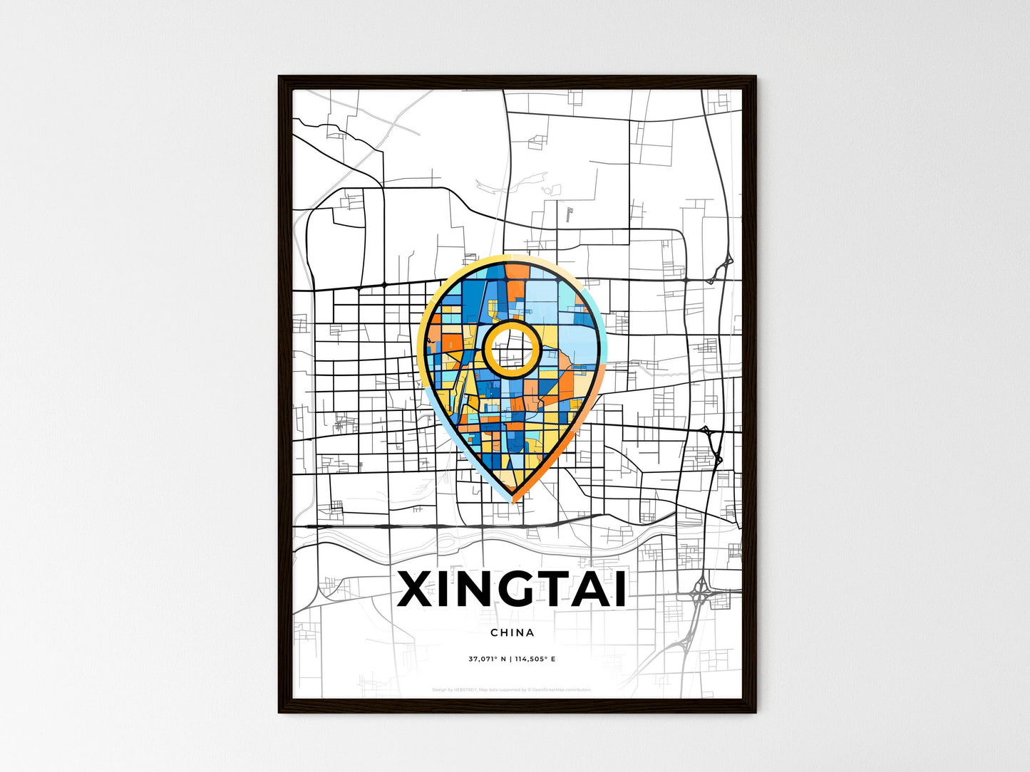 Xingtai China wedding art map with pointer icon