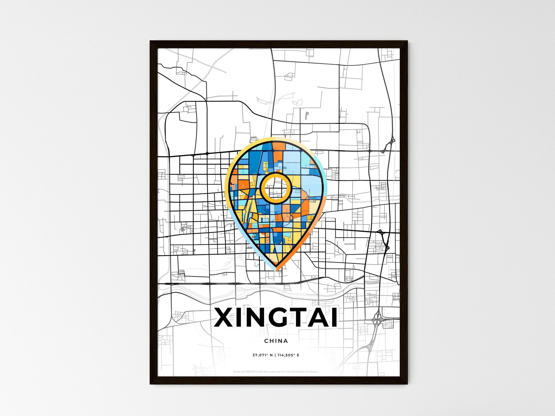 Xingtai China wedding art map with pointer icon