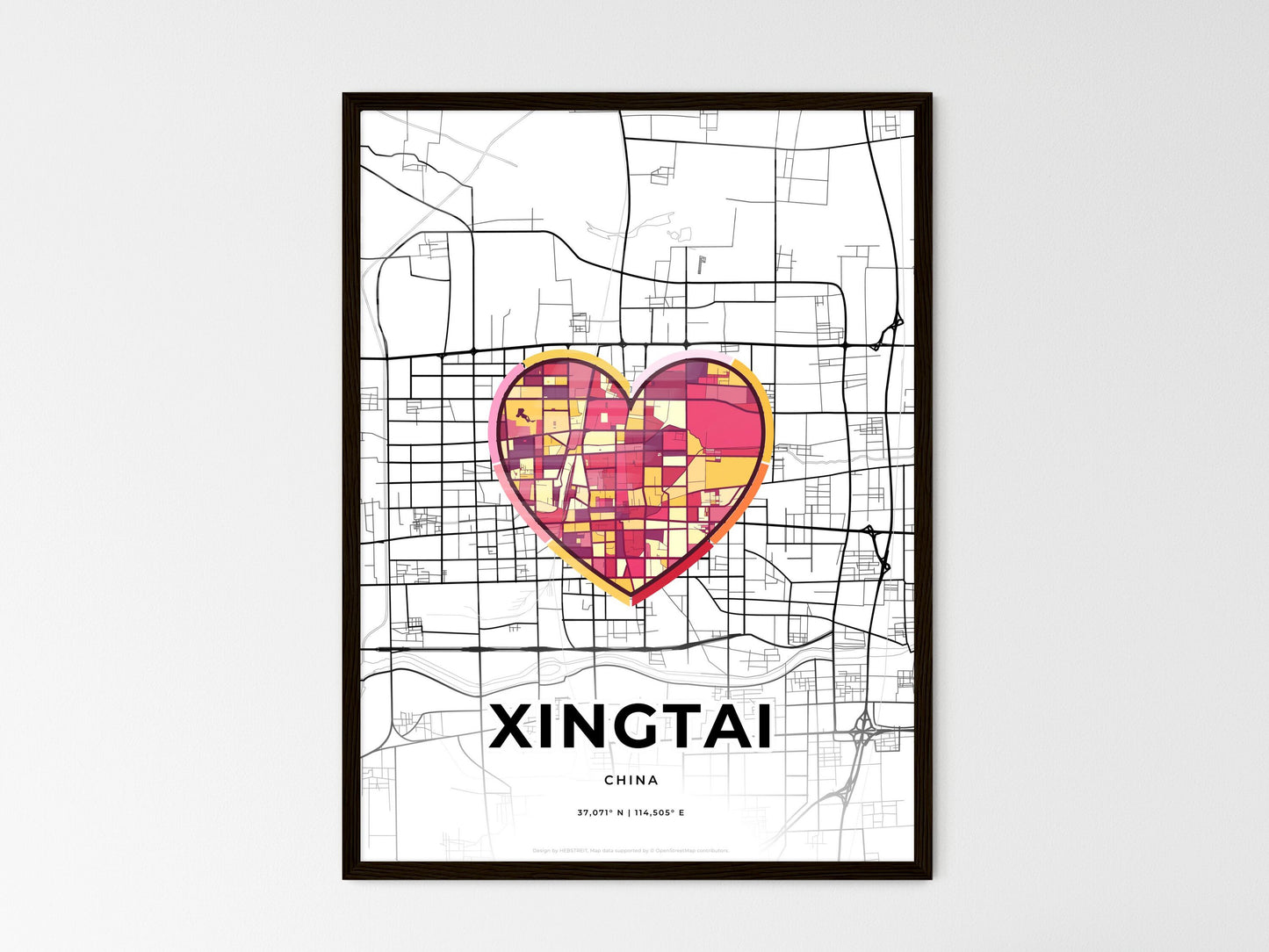Xingtai China wedding art map with heart icon