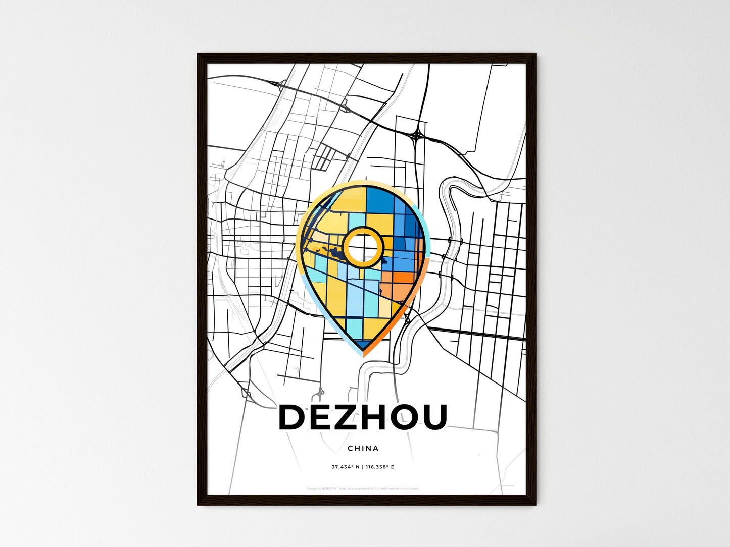 Dezhou China wedding art map with pointer icon