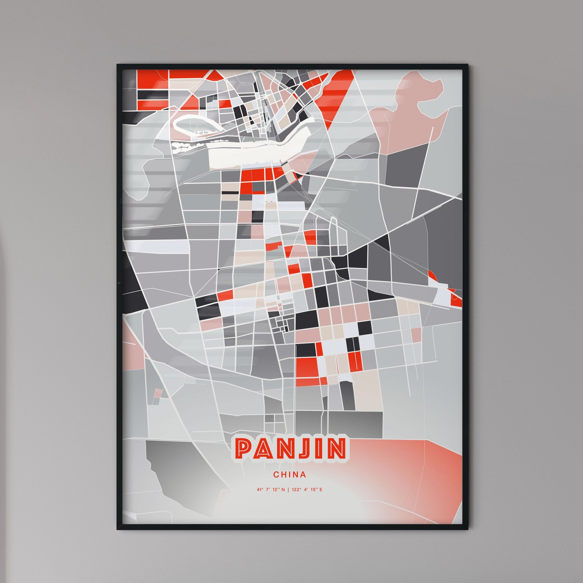 Colorful PANJIN CHINA Fine Art Map Modern