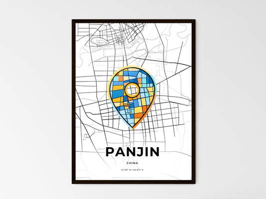 Panjin China wedding art map with pointer icon