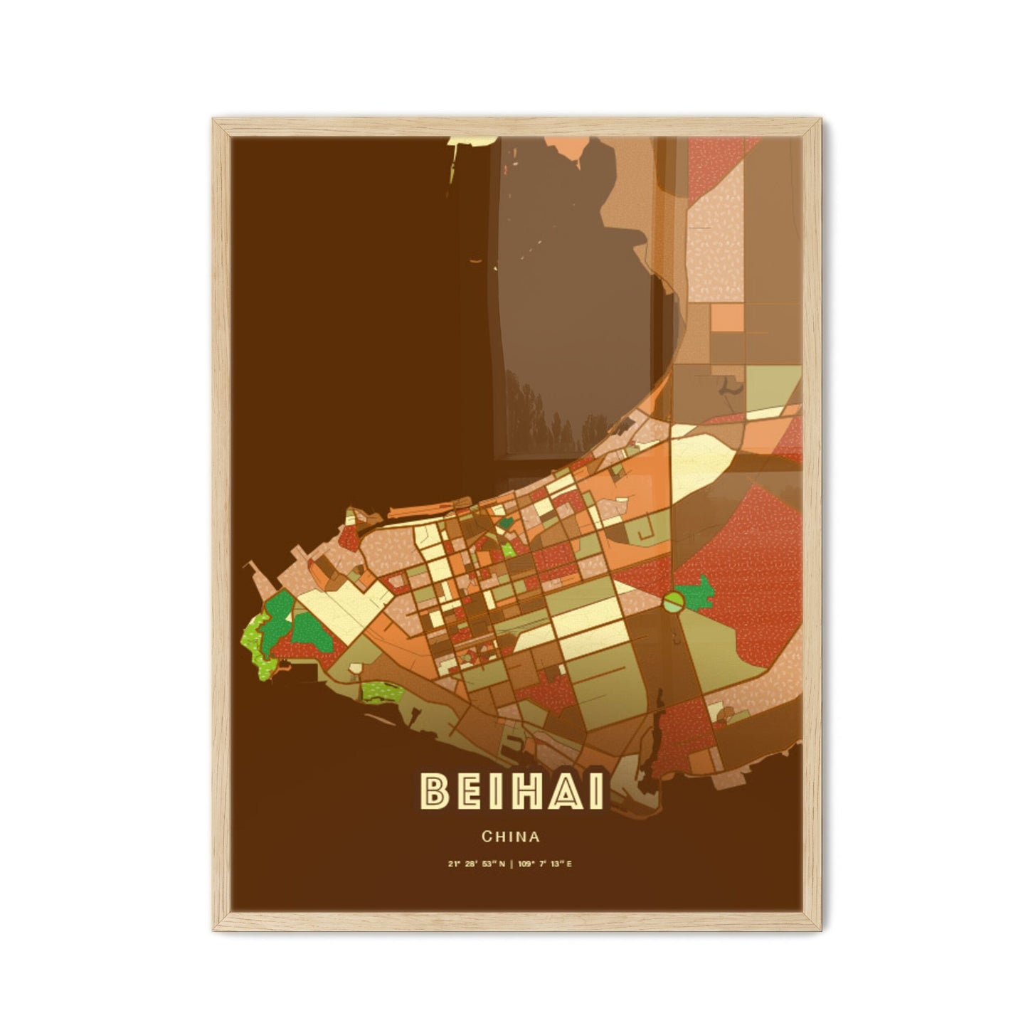 Colorful BEIHAI CHINA Fine Art Map Farmhouse