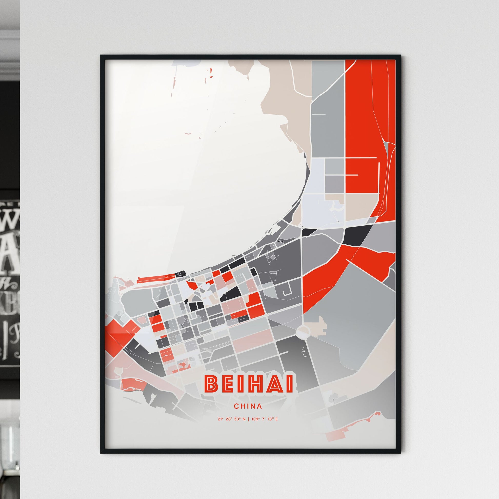 Colorful BEIHAI CHINA Fine Art Map Modern