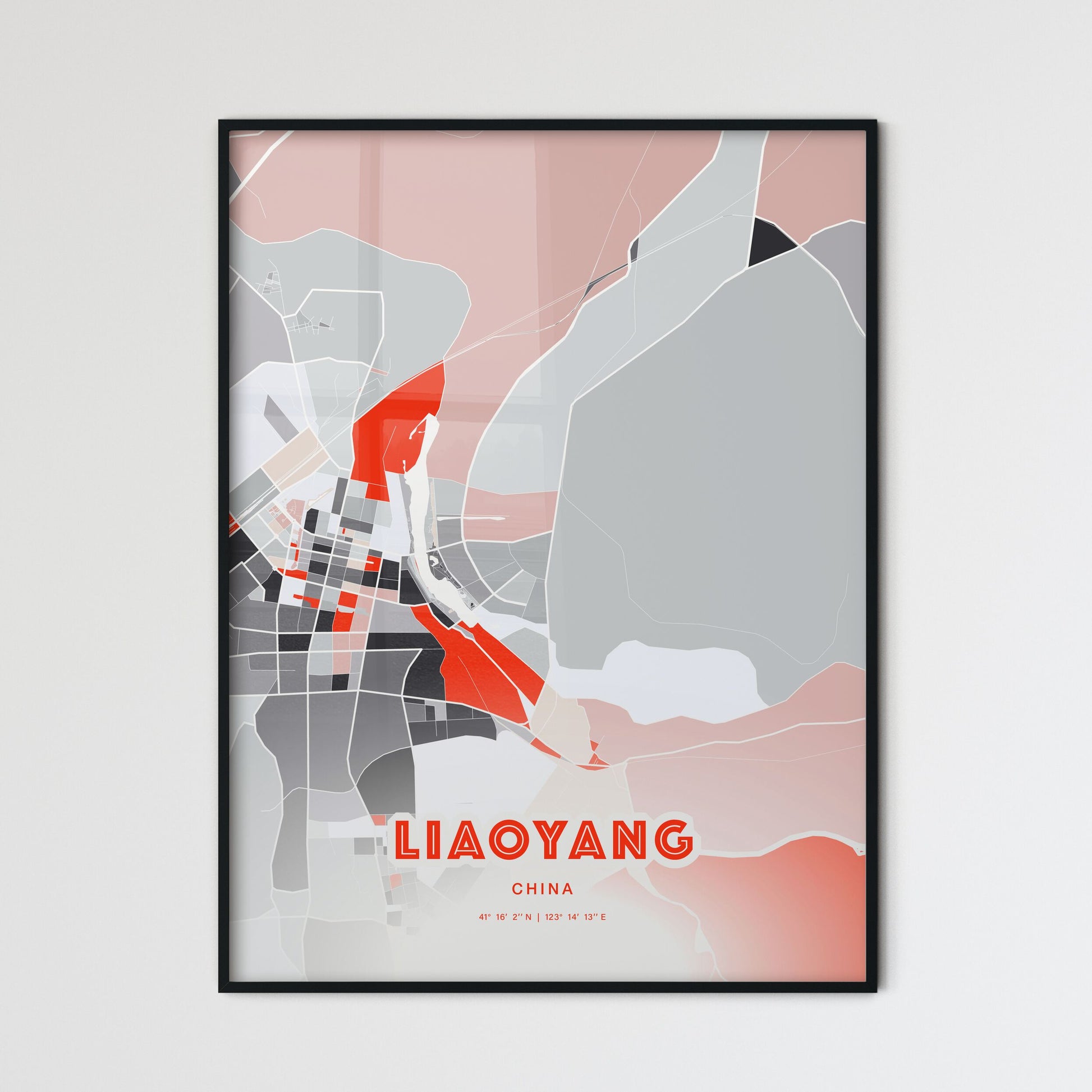 Colorful LIAOYANG CHINA Fine Art Map Modern