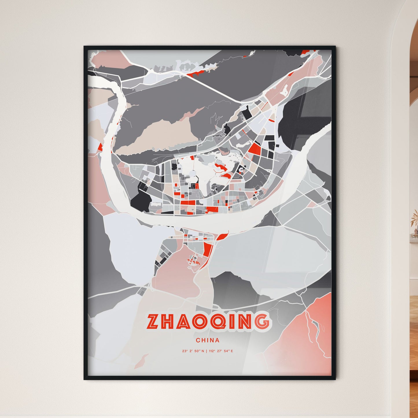 Colorful ZHAOQING CHINA Fine Art Map Modern