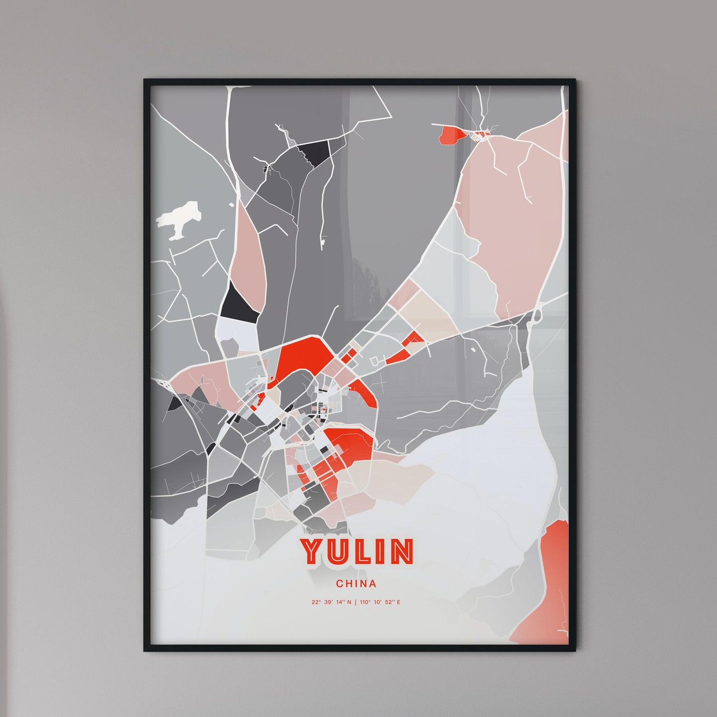 Colorful YULIN CHINA Fine Art Map Modern