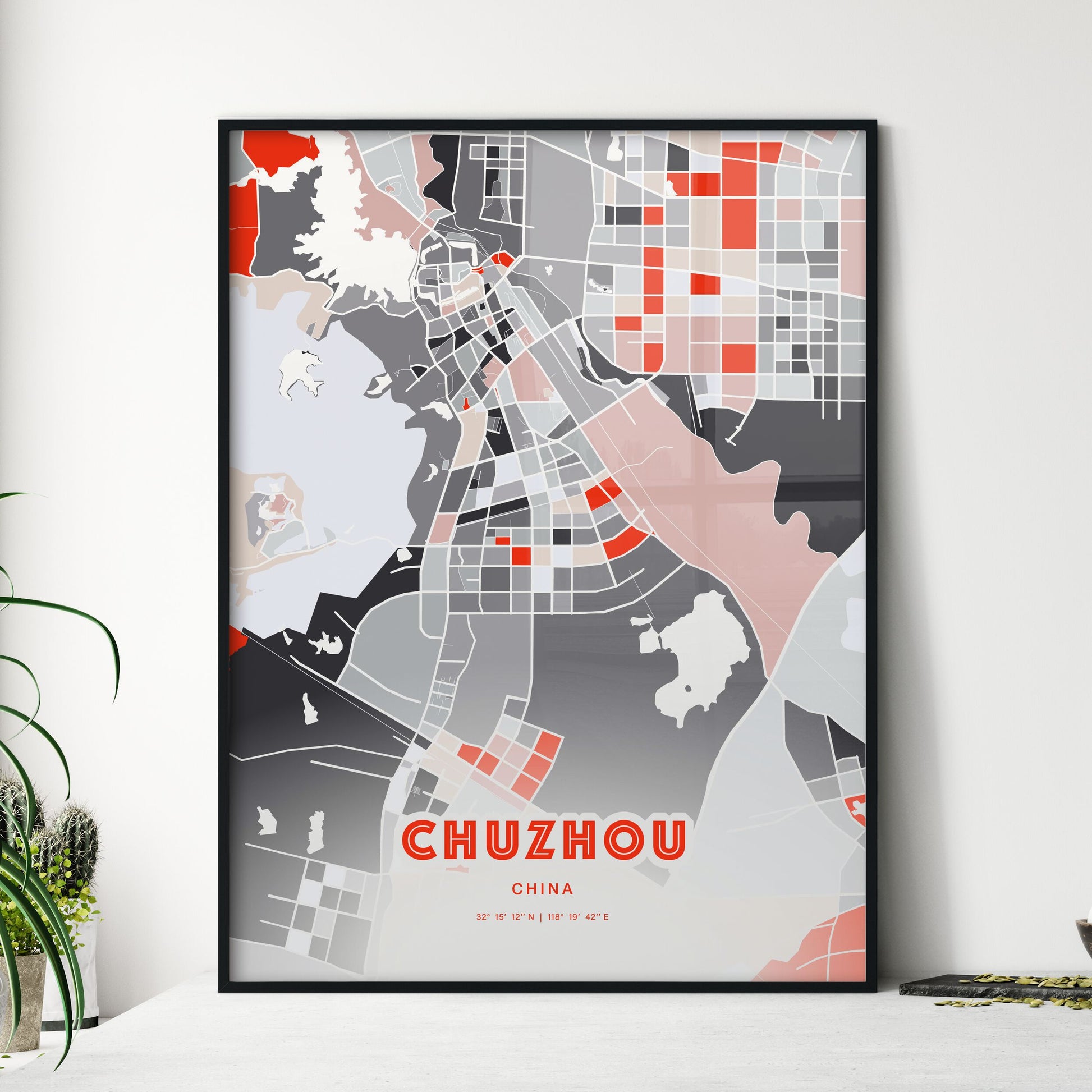 Colorful CHUZHOU CHINA Fine Art Map Modern