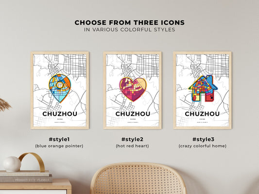Chuzhou China maps with colorful icons