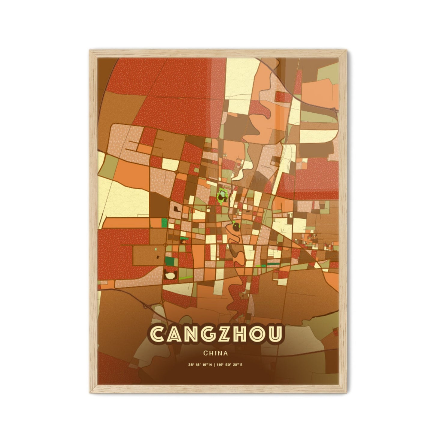 Colorful CANGZHOU CHINA Fine Art Map Farmhouse