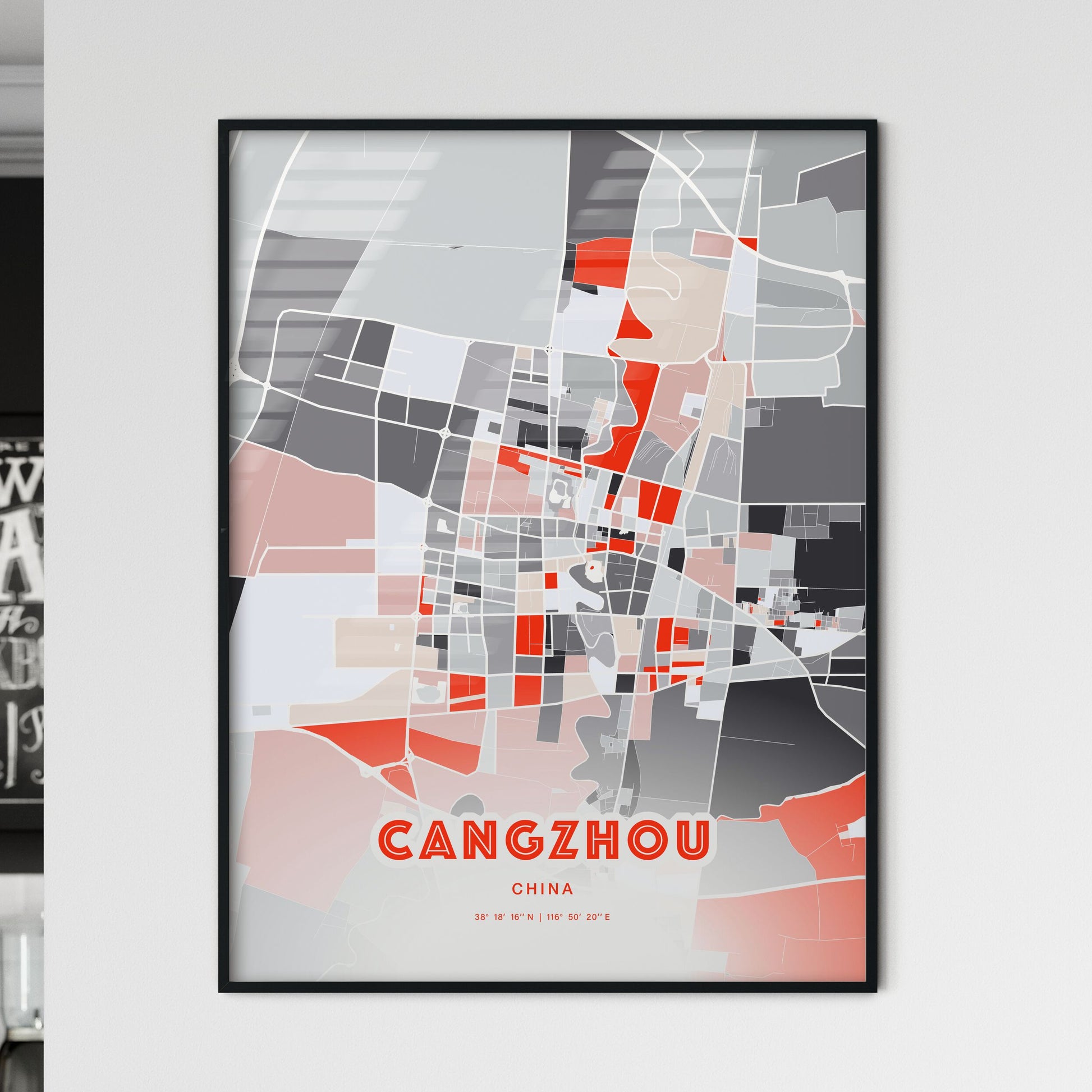 Colorful CANGZHOU CHINA Fine Art Map Modern