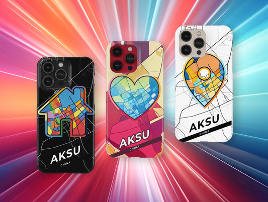 Aksu China slim phone case with colorful icon. Birthday, wedding or housewarming gift. Couple match cases.