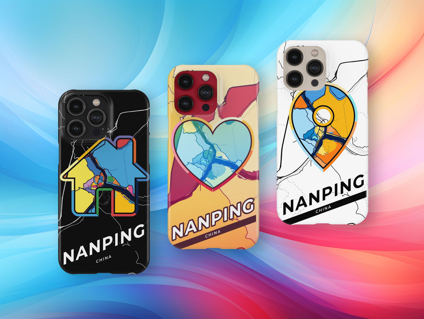 Nanping China slim phone case with colorful icon
