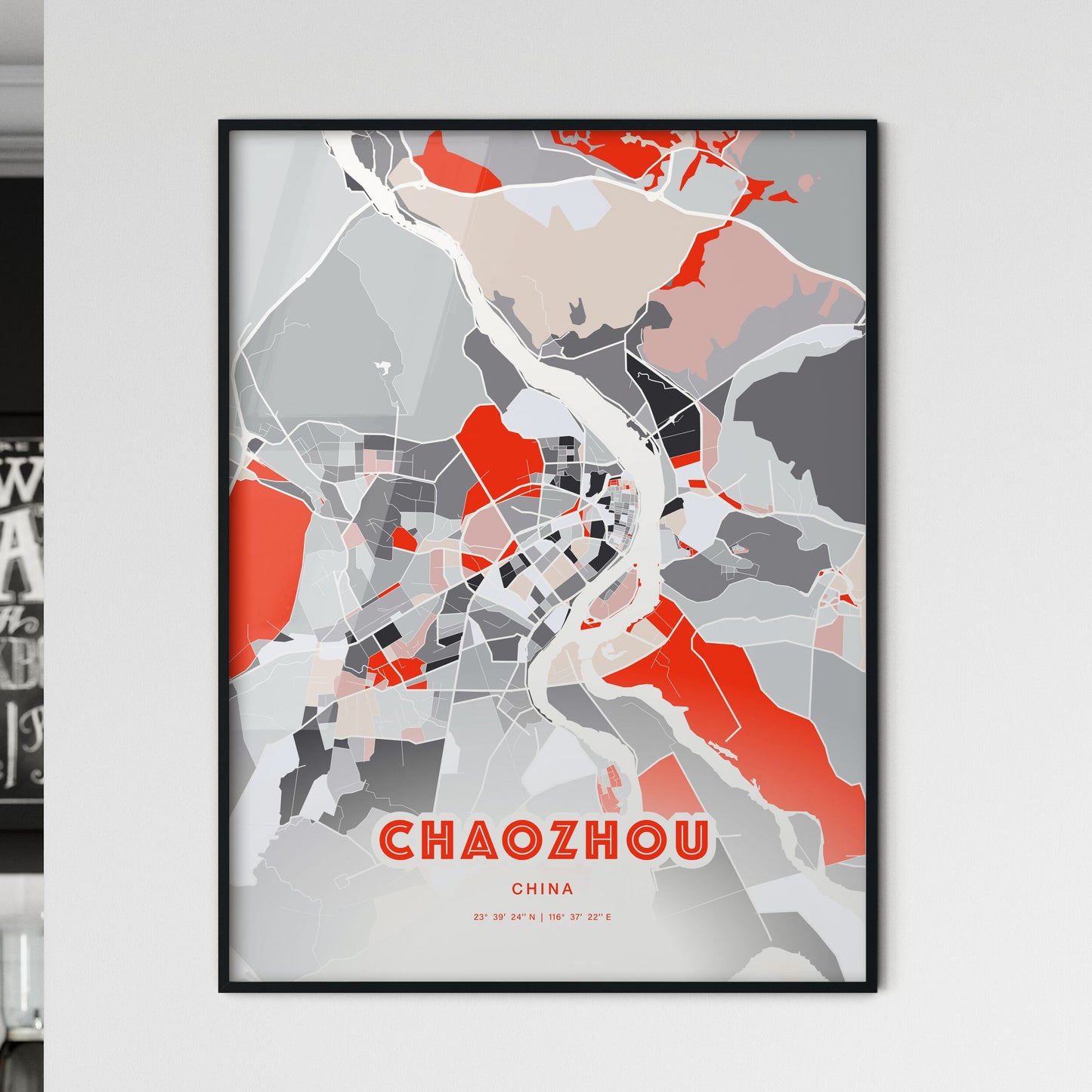 Colorful CHAOZHOU CHINA Fine Art Map Modern