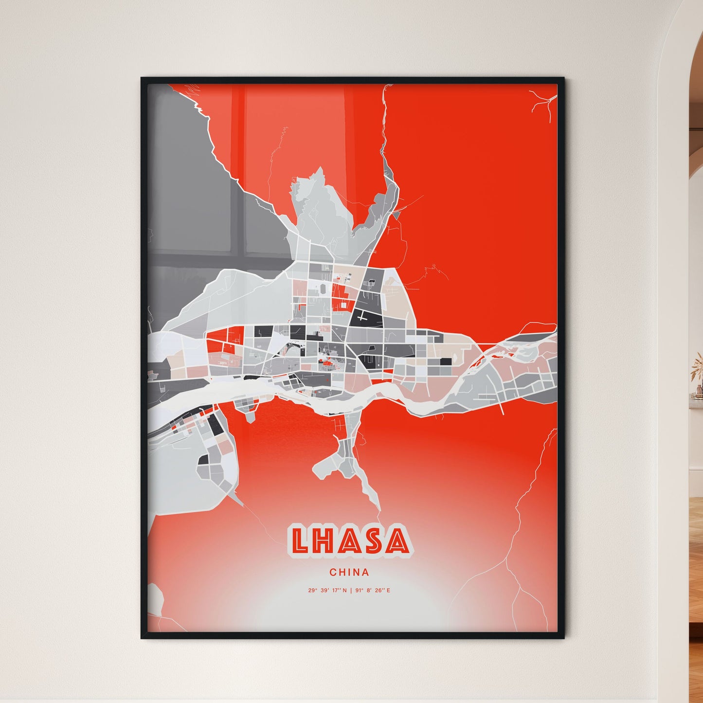 Colorful LHASA CHINA Fine Art Map Modern