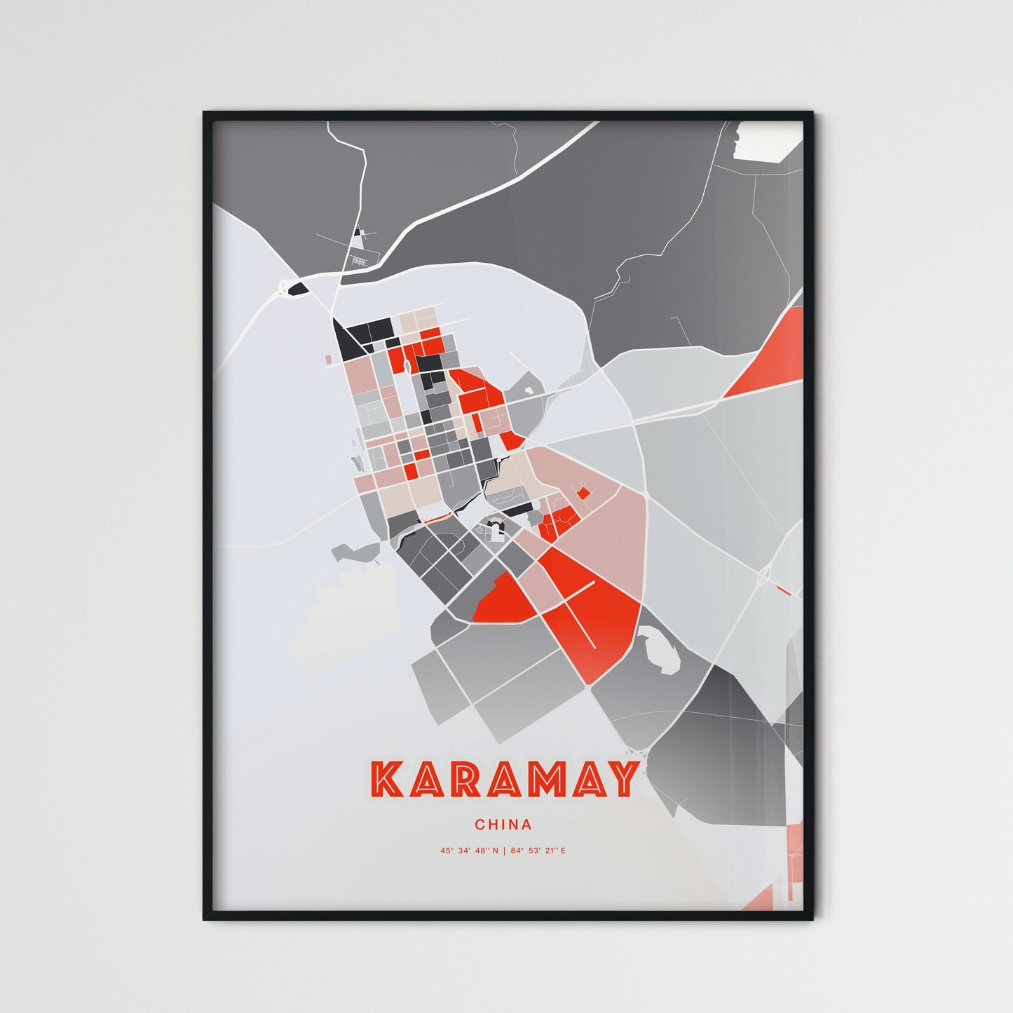 Colorful KARAMAY CHINA Fine Art Map Modern