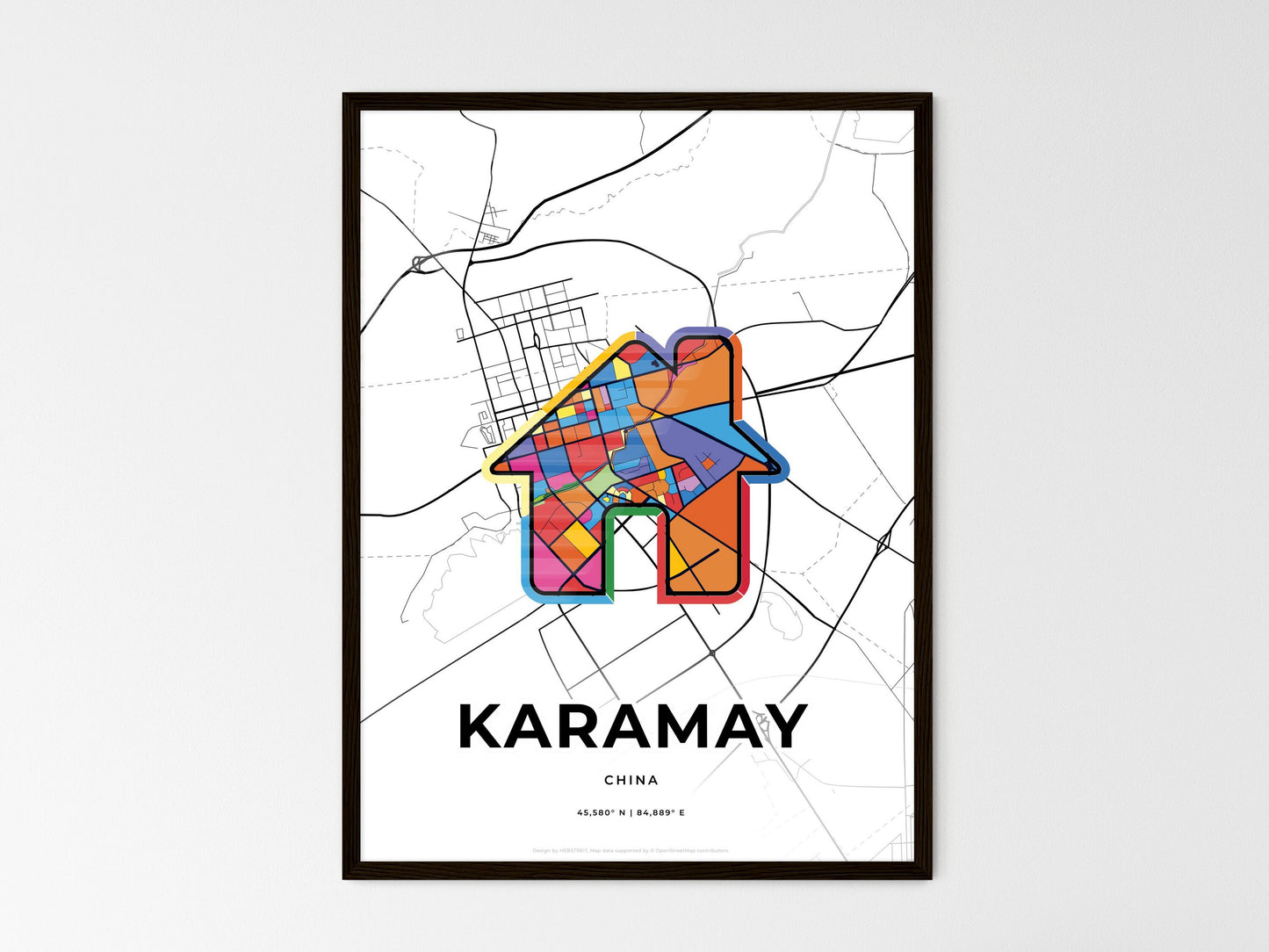 Karamay China wedding art map with home icon