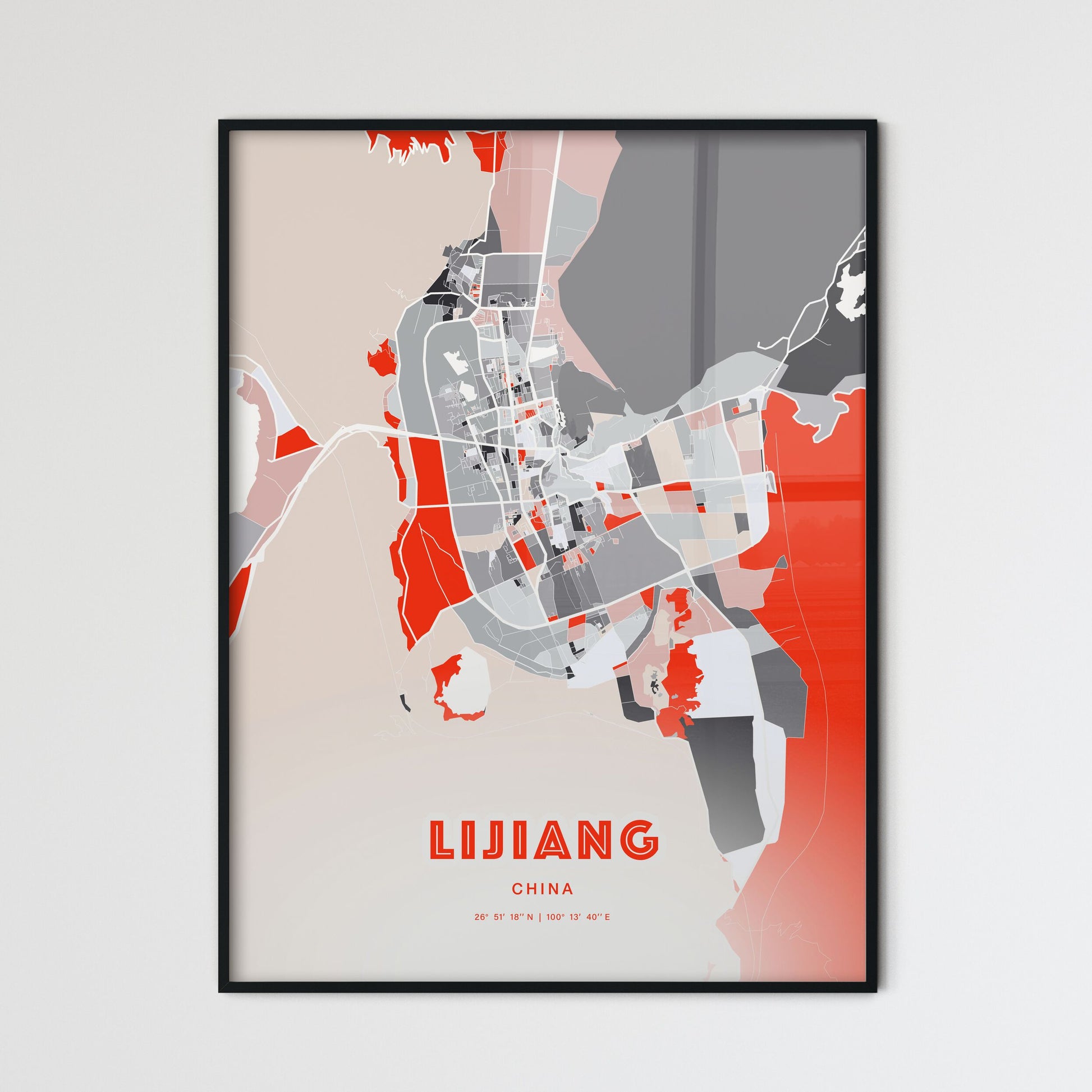 Colorful LIJIANG CHINA Fine Art Map Modern