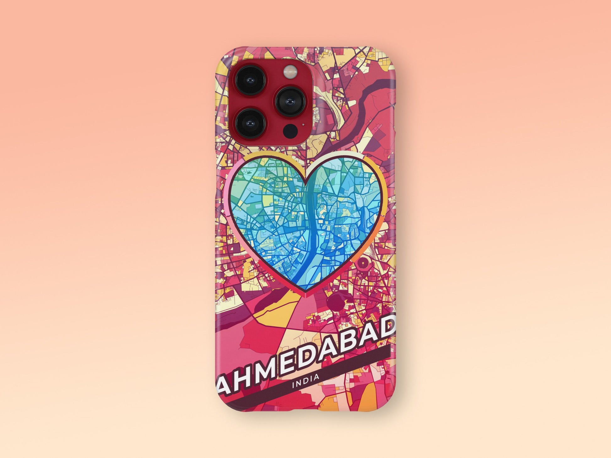 Ahmedabad India slim phone case with colorful icon. Birthday, wedding or housewarming gift. Couple match cases. 2