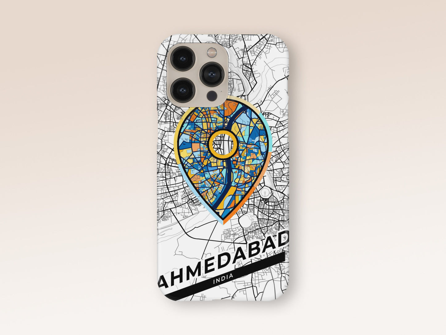 Ahmedabad India slim phone case with colorful icon. Birthday, wedding or housewarming gift. Couple match cases. 1