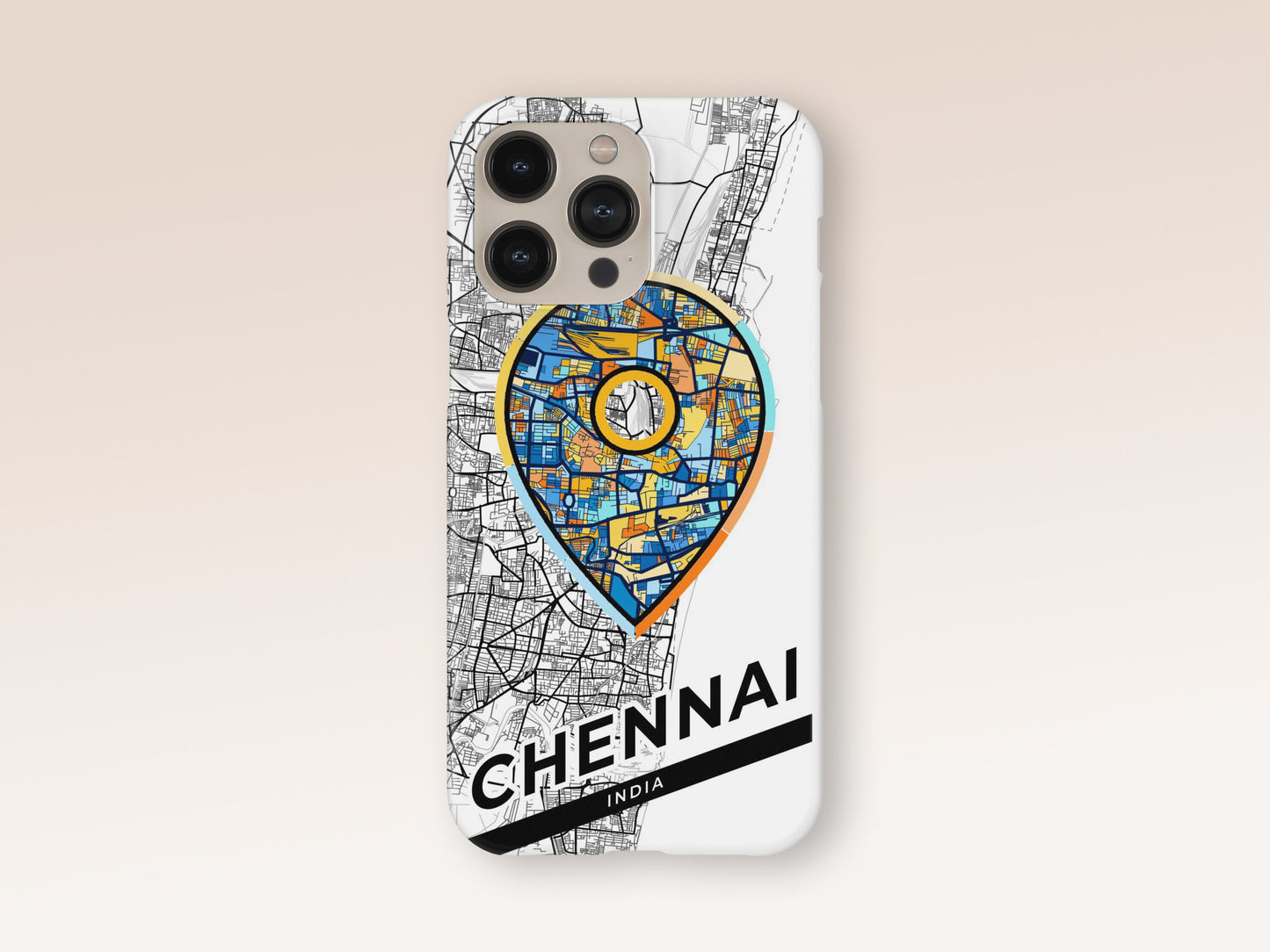 Chennai India slim phone case with colorful icon. Birthday, wedding or housewarming gift. Couple match cases. 1