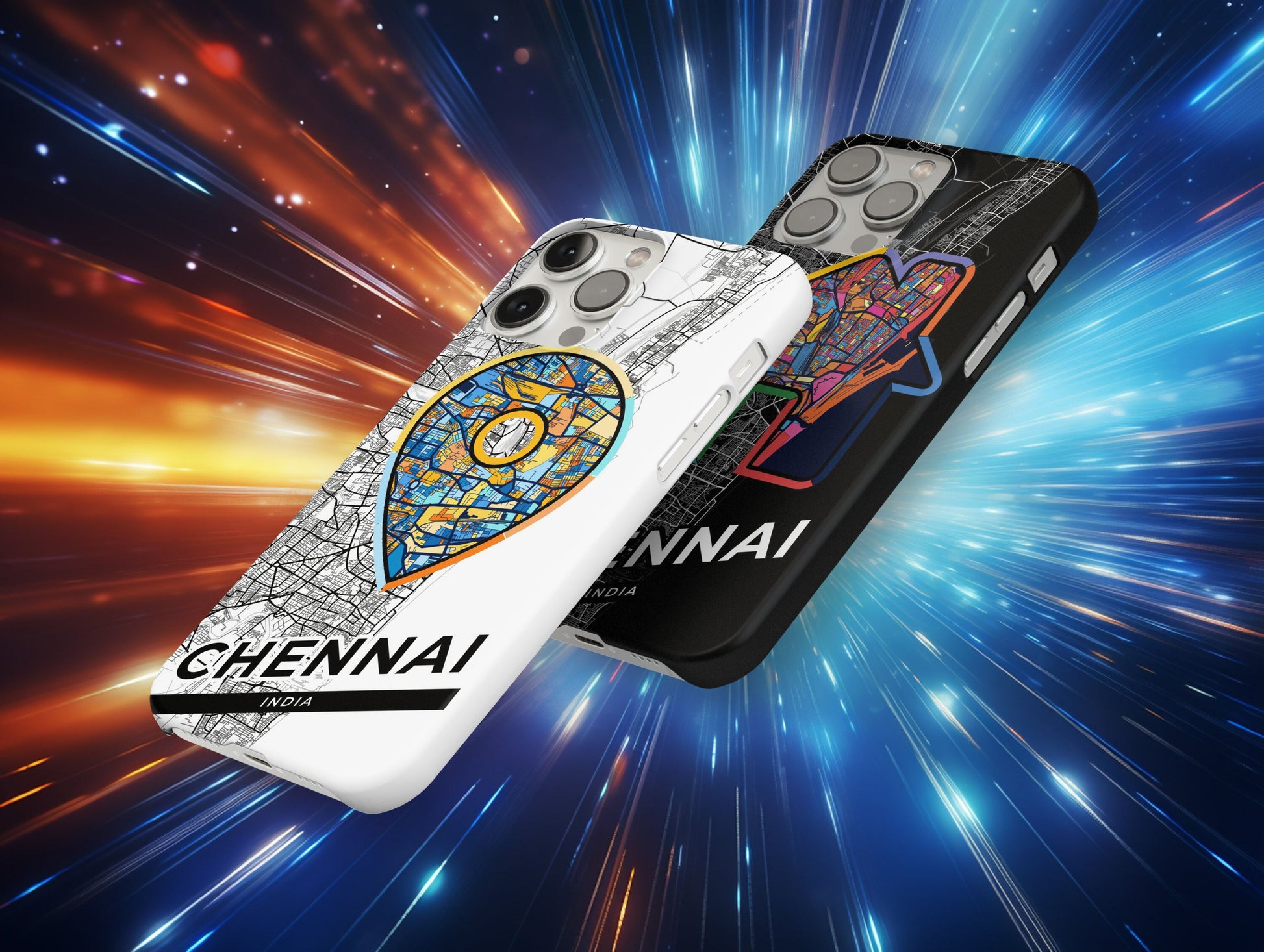Chennai India slim phone case with colorful icon. Birthday, wedding or housewarming gift. Couple match cases.
