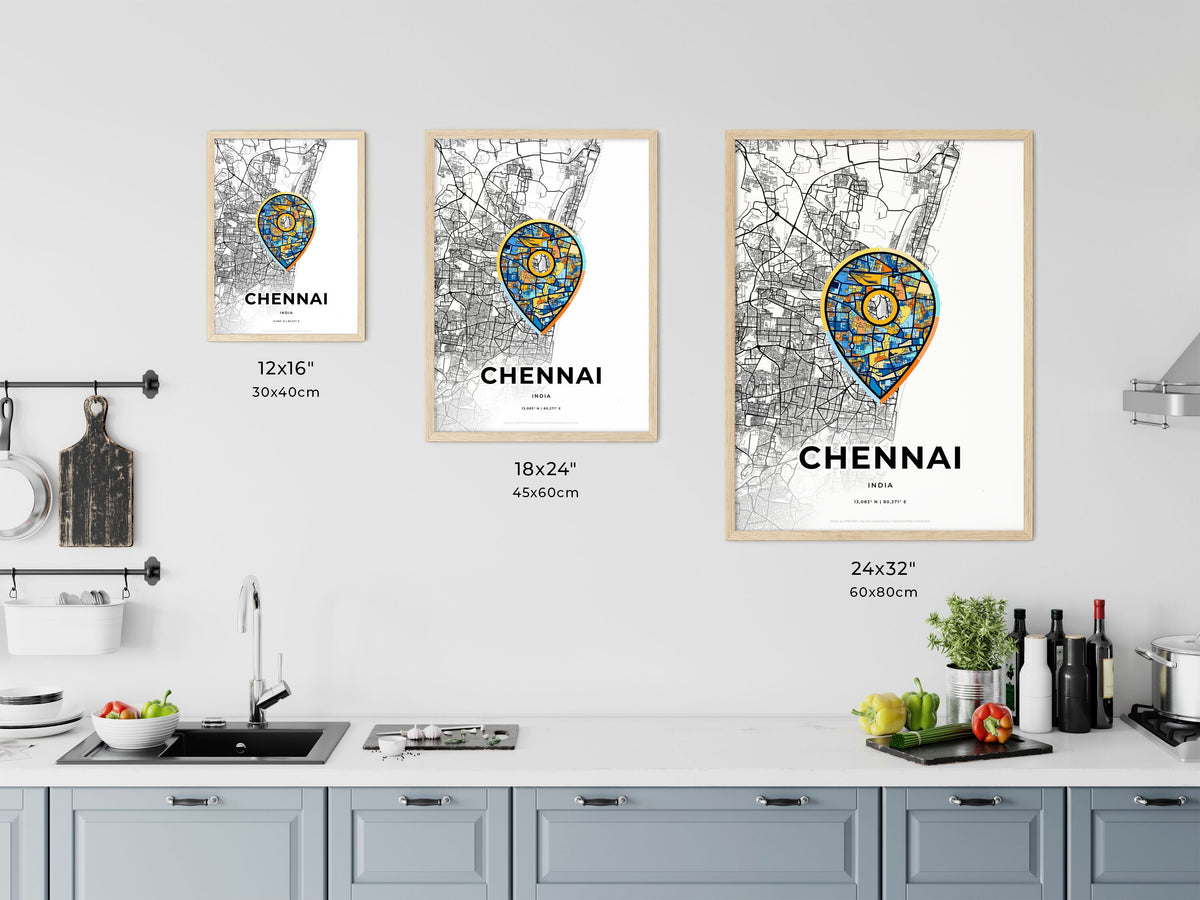 Chennai India art map size chart