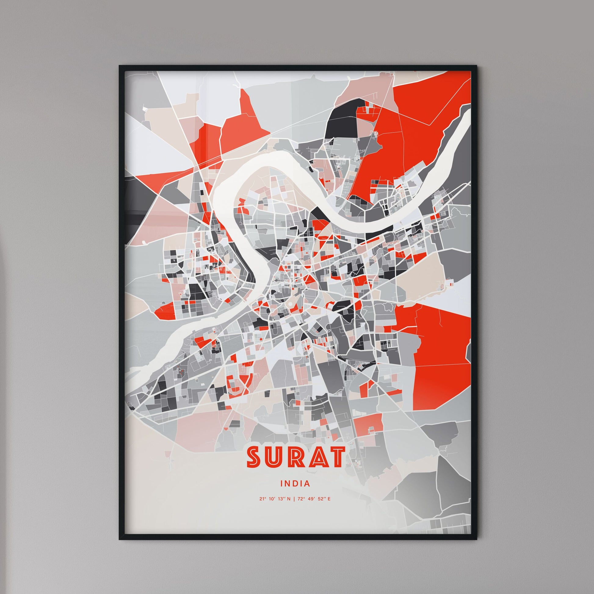 Colorful SURAT INDIA Fine Art Map Modern