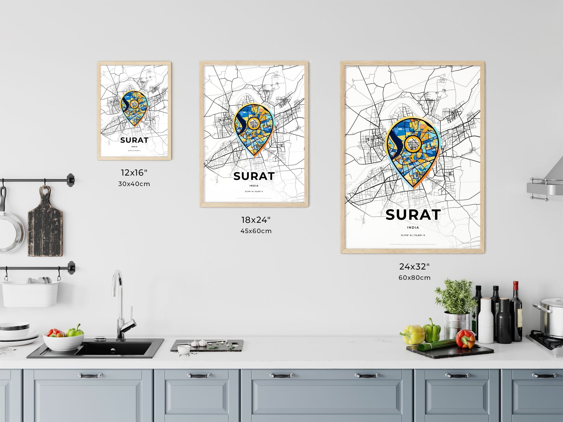 Surat India art map size chart