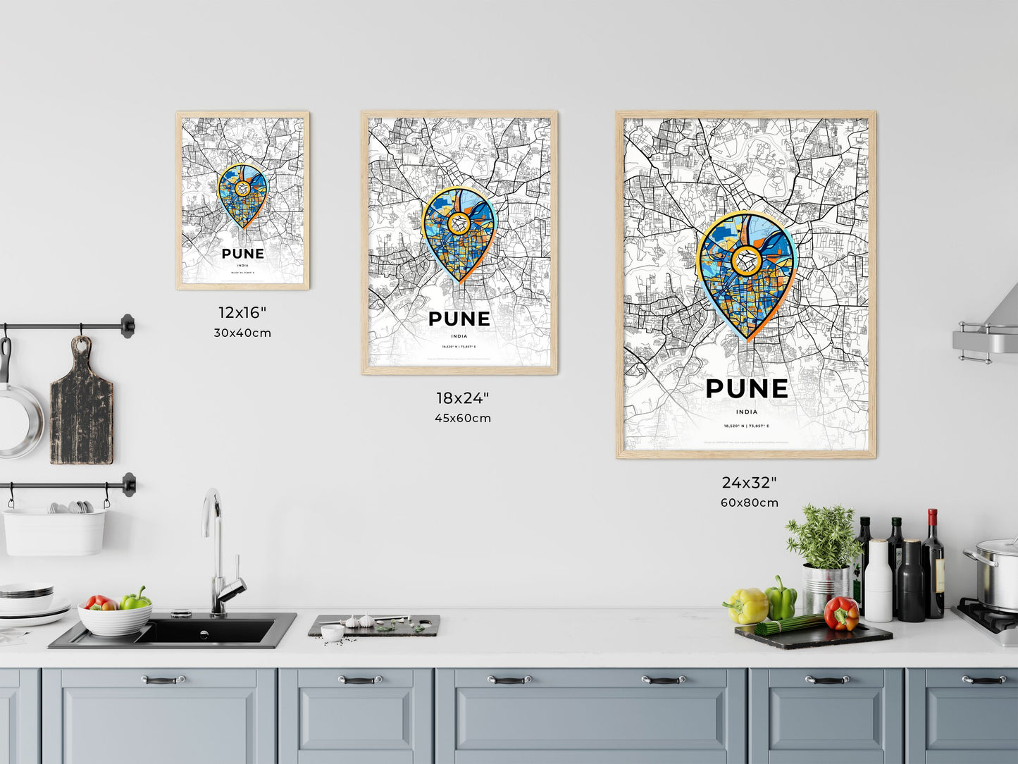Pune India art map size chart
