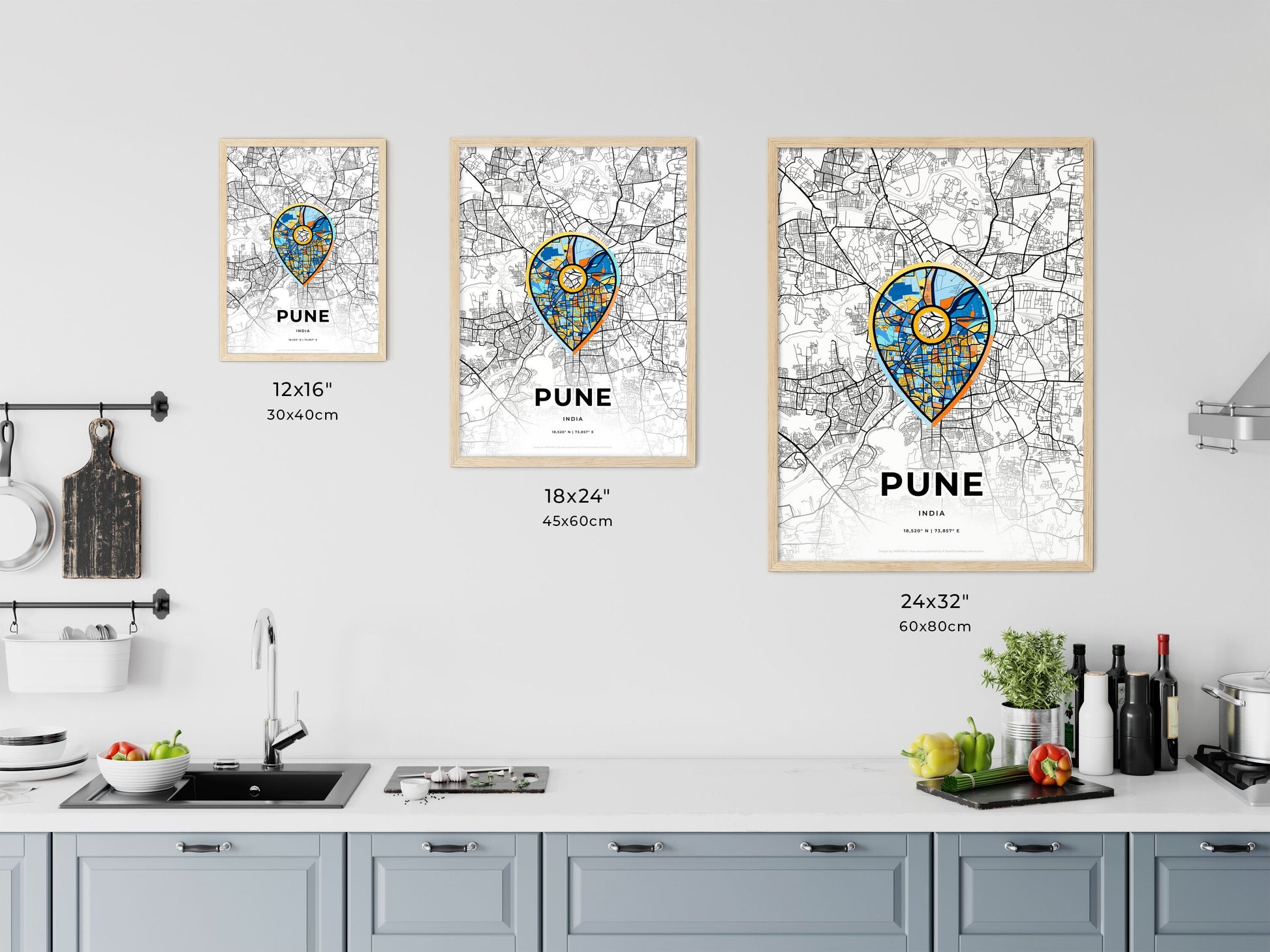 Pune India art map size chart