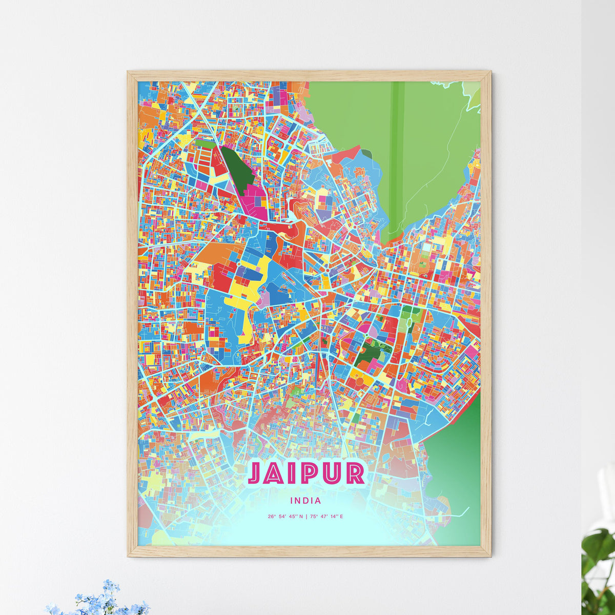 Colorful JAIPUR INDIA Fine Art Map Crazy Colors