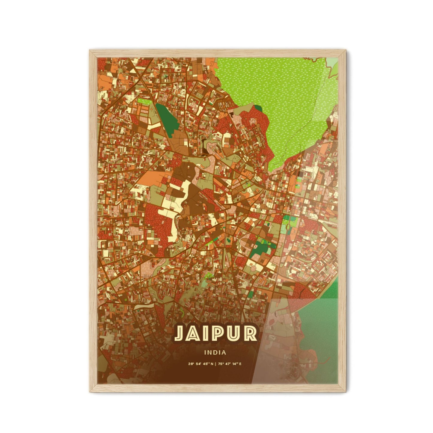 Colorful JAIPUR INDIA Fine Art Map Farmhouse