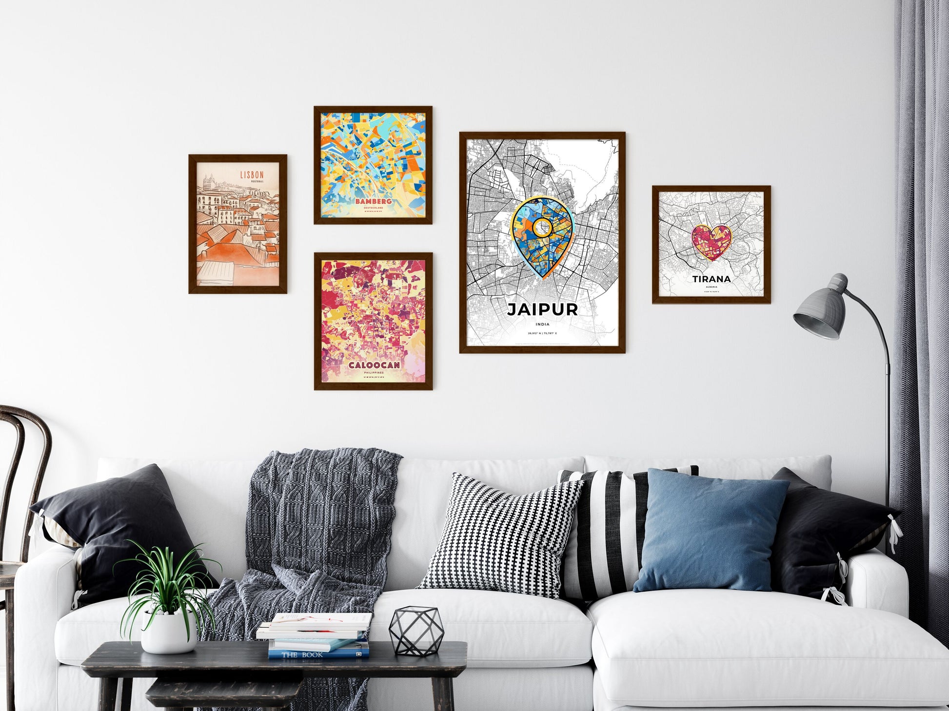Jaipur India wall art with creative maps