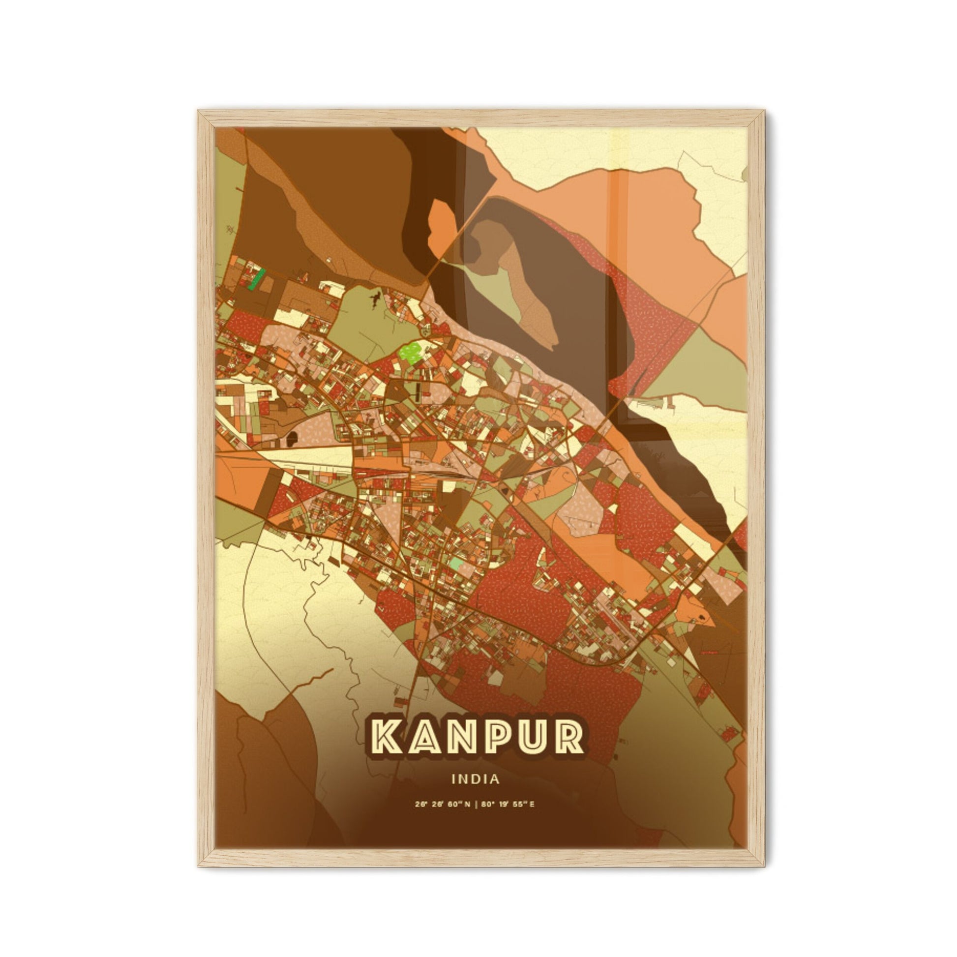 Colorful KANPUR INDIA Fine Art Map Farmhouse