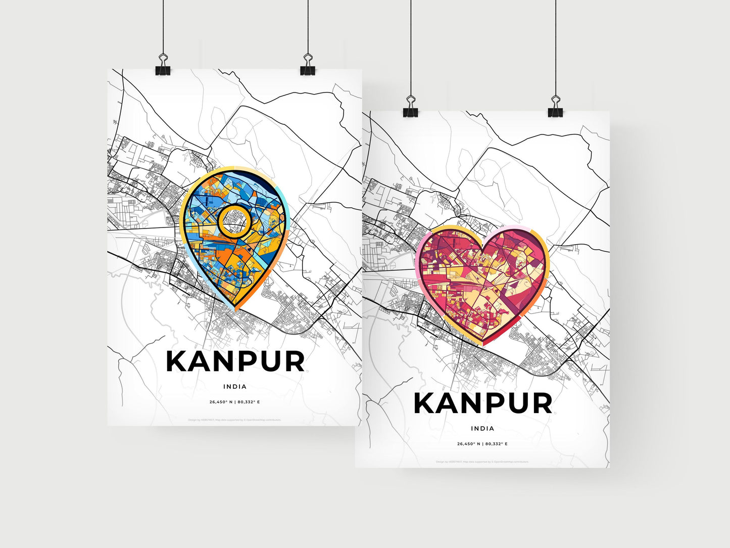 KANPUR INDIA minimal art map with a colorful icon. Where it all began, Couple map gift.