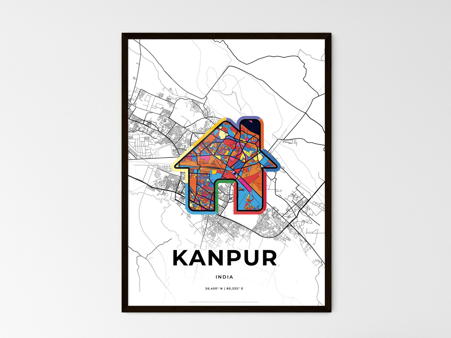 KANPUR INDIA minimal art map with a colorful icon. Where it all began, Couple map gift. 3