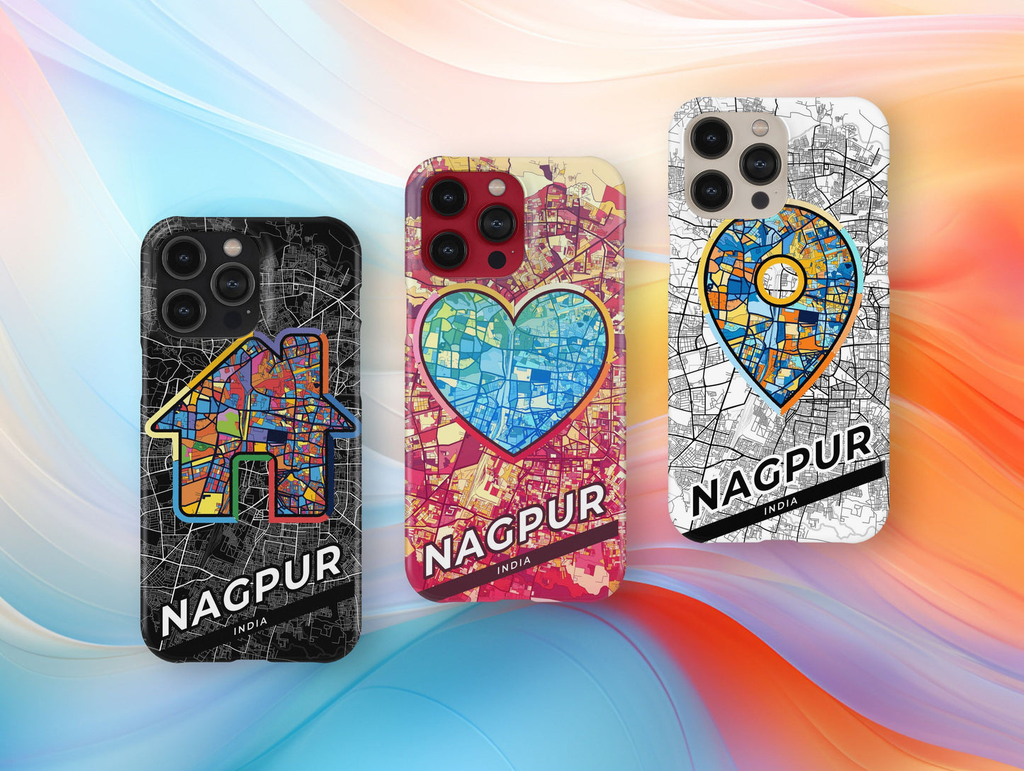 Nagpur India slim phone case with colorful icon