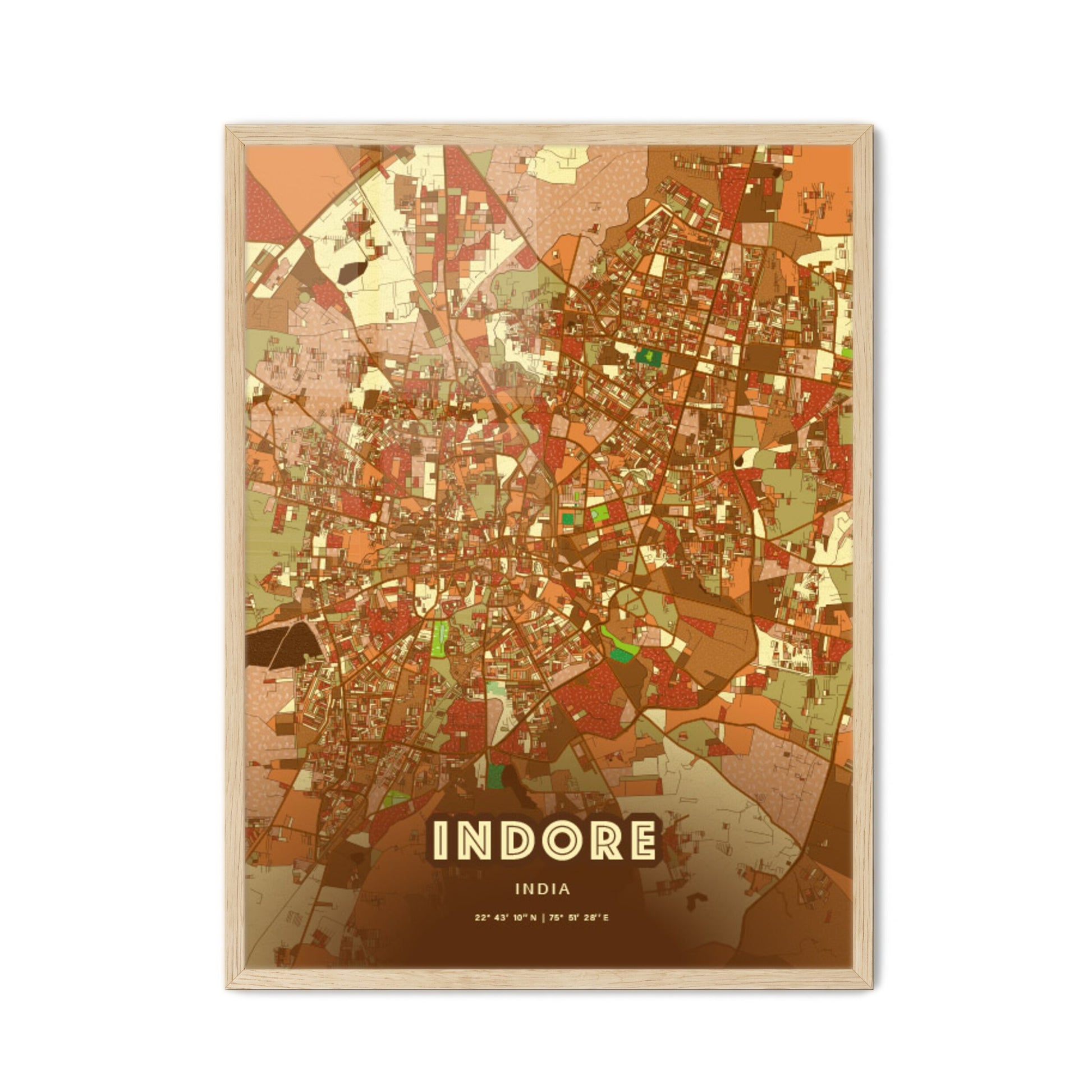 Colorful INDORE INDIA Fine Art Map Farmhouse