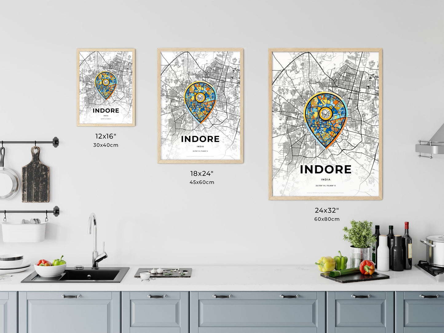 Indore India art map size chart