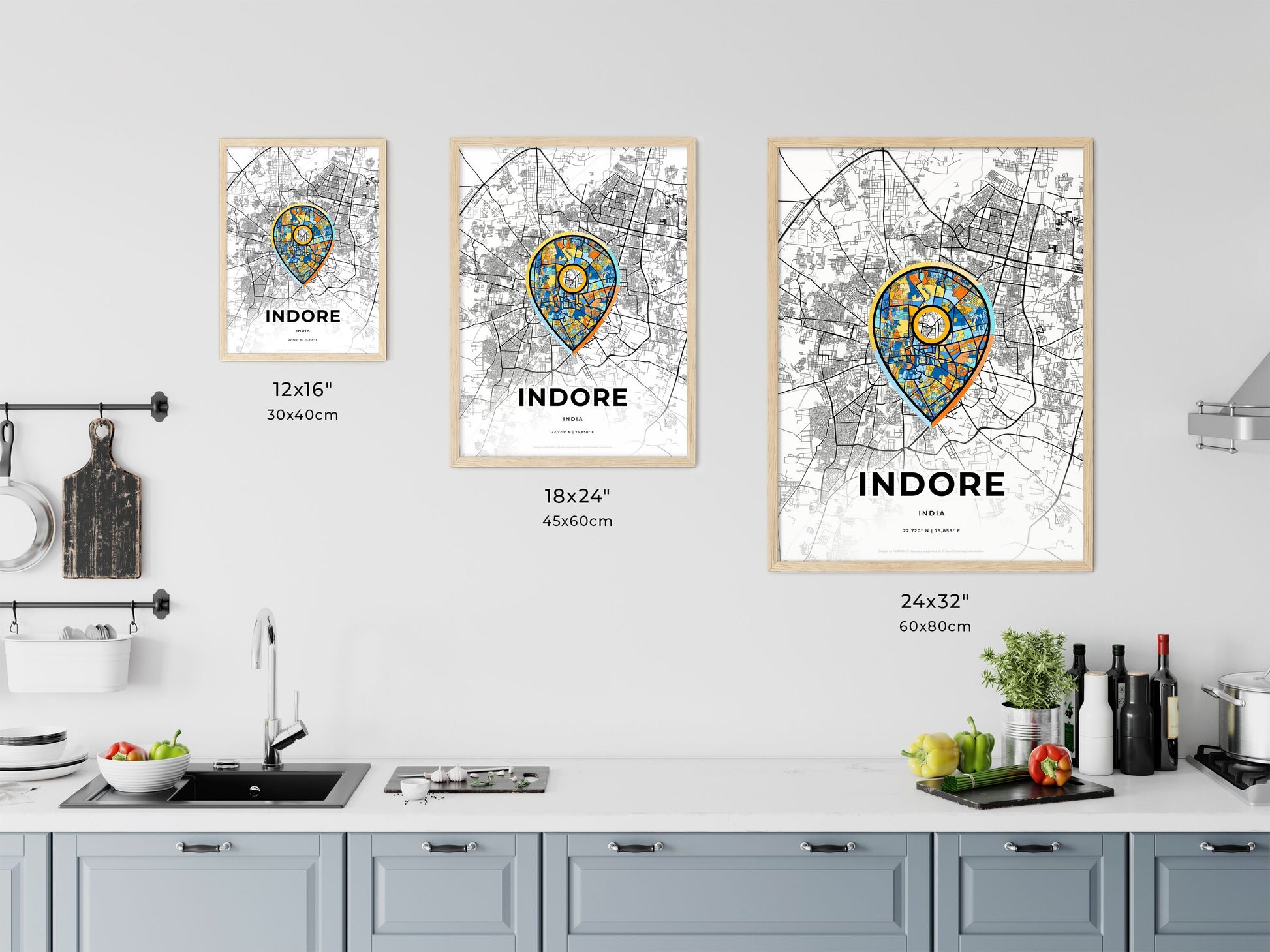 Indore India art map size chart