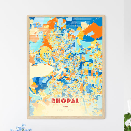 Colorful BHOPAL INDIA Fine Art Map Blue Orange