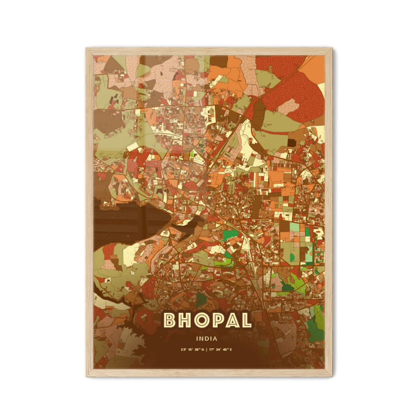 Colorful BHOPAL INDIA Fine Art Map Farmhouse