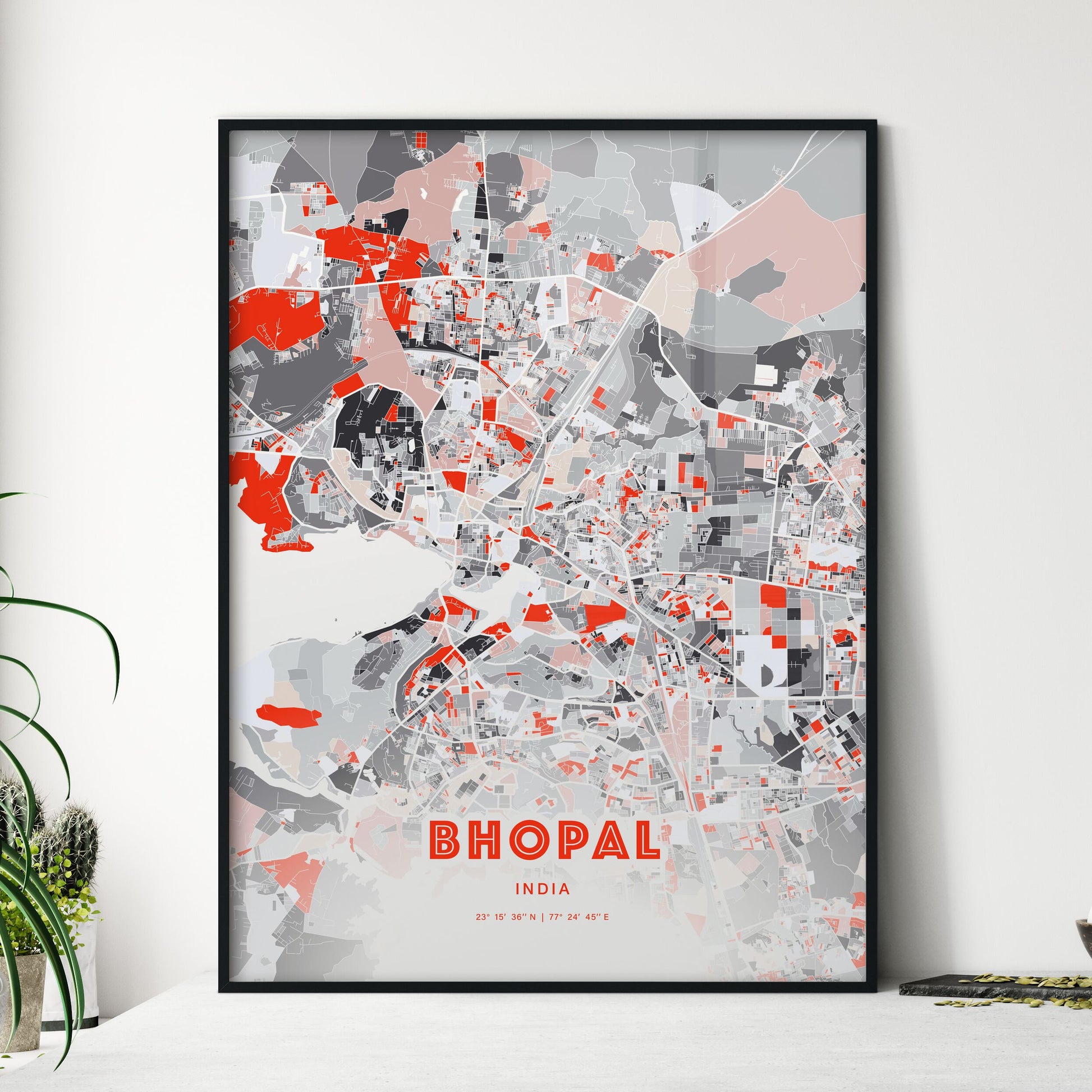 Colorful BHOPAL INDIA Fine Art Map Modern