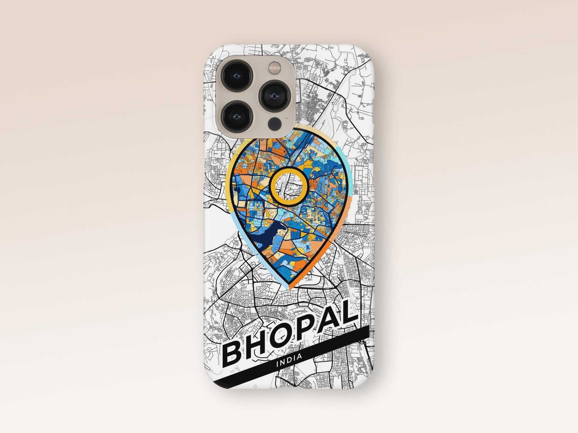 Bhopal India slim phone case with colorful icon. Birthday, wedding or housewarming gift. Couple match cases. 1
