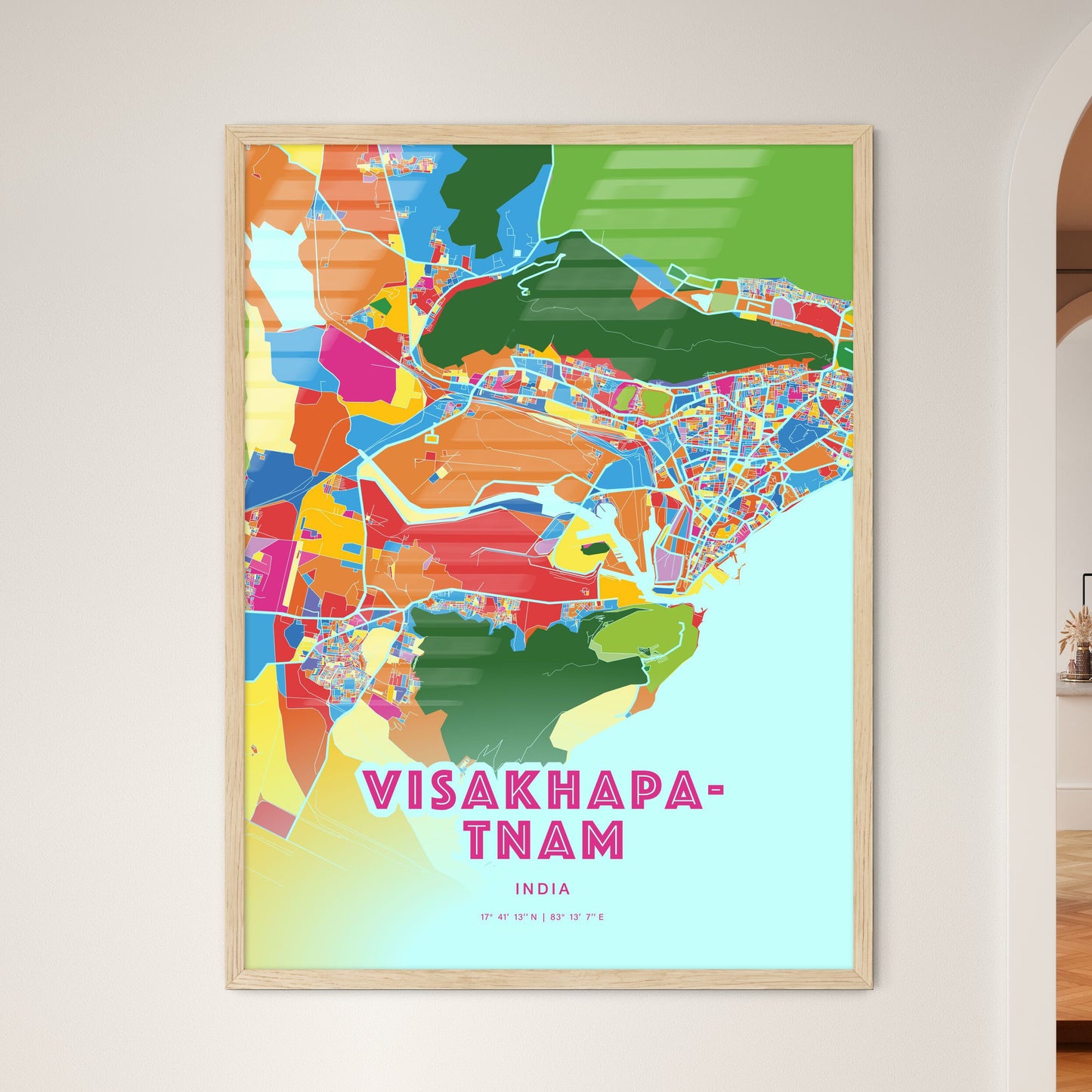 Colorful VISAKHAPATNAM INDIA Fine Art Map Crazy Colors