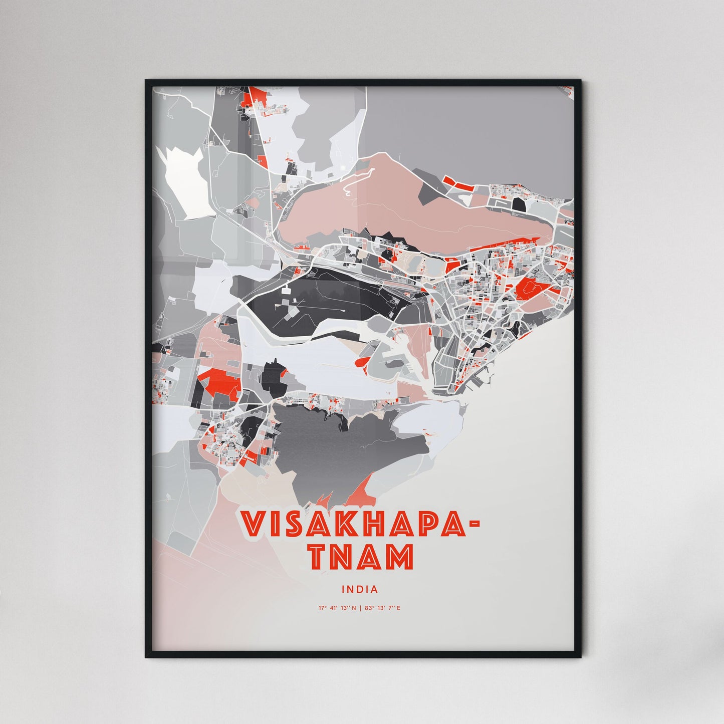 Colorful VISAKHAPATNAM INDIA Fine Art Map Modern