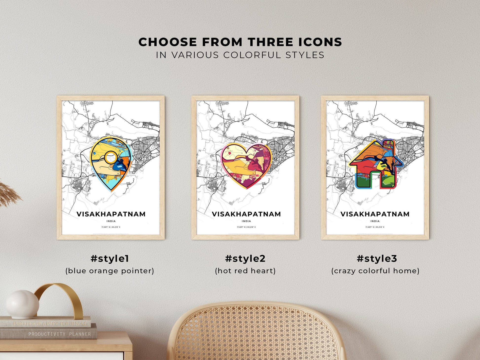 Visakhapatnam India maps with colorful icons